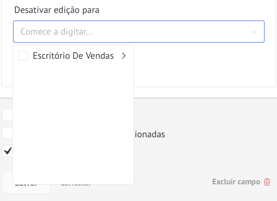 Restringindo direitos para editar campos em um lead